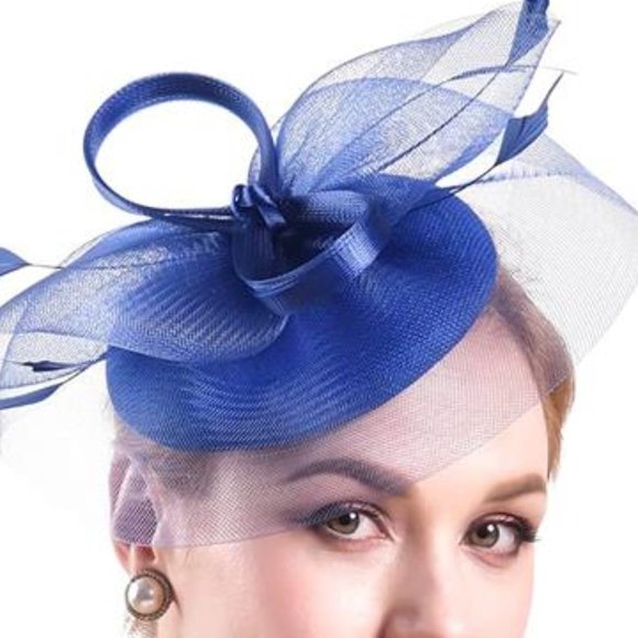 Fascinators Women Kentucky Derby Hats Tea Party Hat for Cocktail  Headband Blue main image 5